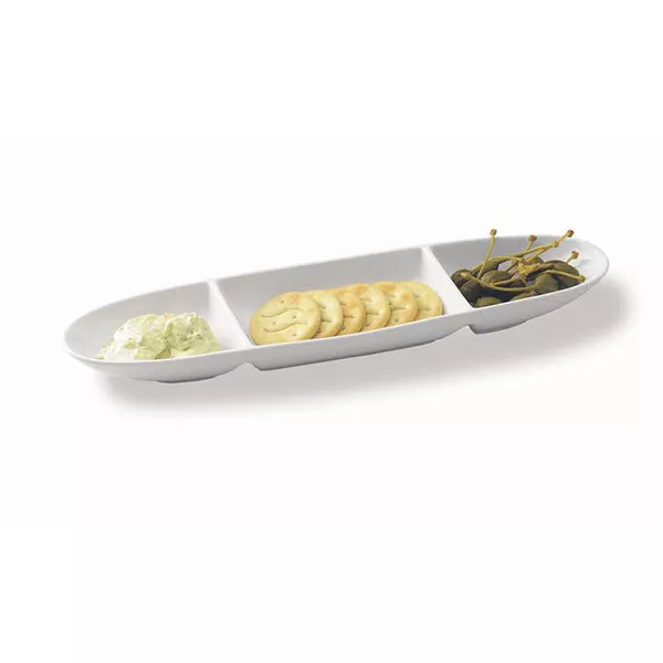 OVAL STARTERS PLATE 3 COMPARTMENTS CM. 36X9
