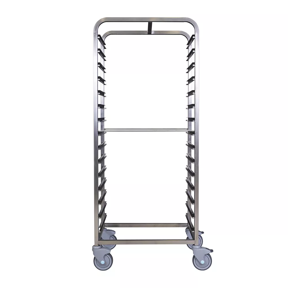 STAINLESS STEEL TROLLEY WITH 15 SPACES FOR TRAYS cm. 61x41