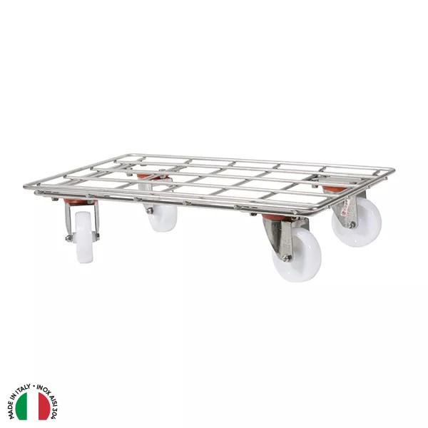 STAINLESS STEEL GRILLED TROLLEY cm.62x41x15 WITH 4 WHEELS