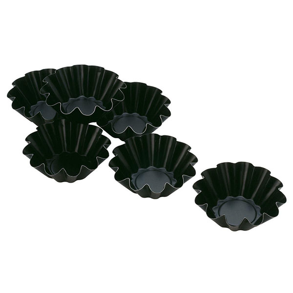 SET 6 pcs. NON-STICK BRIOCHE MOULD SMALL. LARGE RIBS cm. 8x3 --- being phased out ---