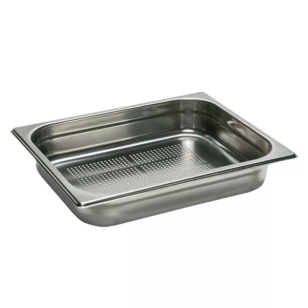 STAINLESS STEEL GASTRONORM TRAY PERFORATED ON THE BOTTOM 1/2 cm.32,5x26,5x4 capacity lt.2,9