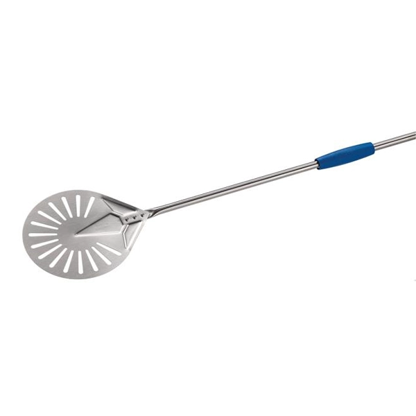 STAINLESS STEEL PERFORATED PIZZA PEEL - BLUE - diameter cm.23 I-23F