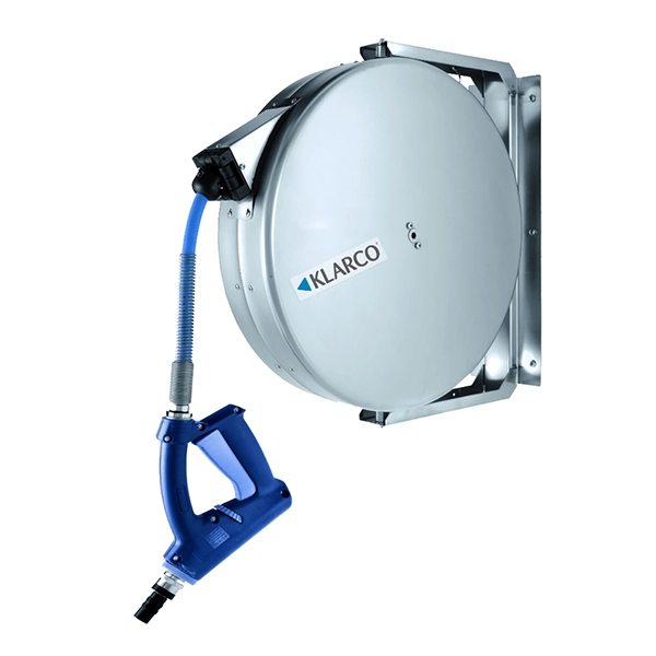 STAINLESS STEEL HOSE REEL WITH 10 METRES OF BARREL COMPLETE WITH GUN WITH SPRAY REGULATOR