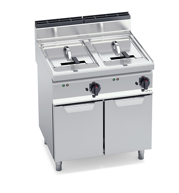 ELECTRIC FRYER 2 TANKS lt. 18+18 BERTO'S MACROS 700 LINE ON CABINET BASE DIM. cm.80x70x90H