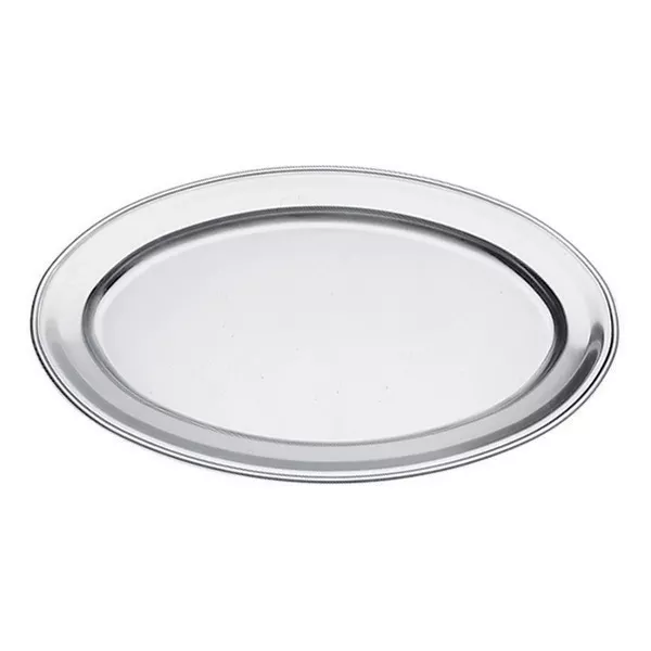 STAINLESS STEEL OVAL SERVING PLATE WITH EDGE cm.50x35