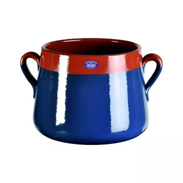 BLUE TERRACOTTA POT 2 HANDLES cm. 18x17.2 Lt.4.5