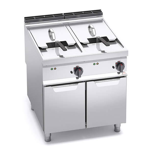 ELECTRIC FRYER 2 TANKS lt. 22+22 BERTO'S MAXIMA 900 LINE ON CABINET BASE DIM. cm.80x90x90H