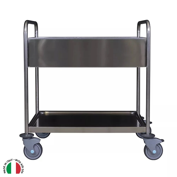 'BREAST' TYPE STAINLESS STEEL TROLLEY WITH 1 H30cm DEPTH TUB + 1 SHELF DIM. 103X53X90H