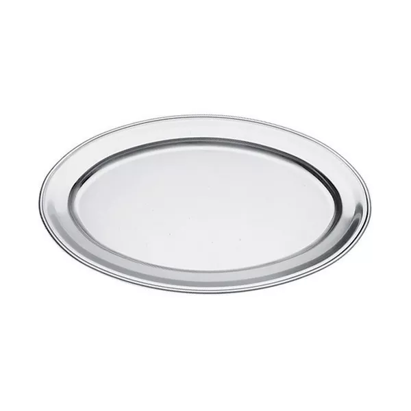 OVAL SERVING PLATE IN STAINLESS STEEL WITH EDGE cm.40x27