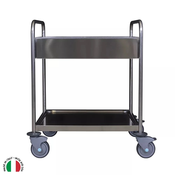 'SENO' TYPE STAINLESS STEEL TROLLEY 1 BOWL (h 14CM.) + 1 SHELF DIM.83X53X90H