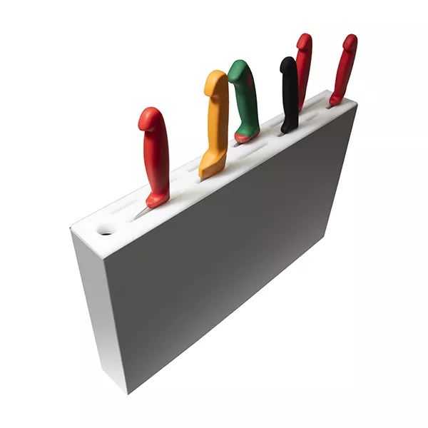 STAINLESS STEEL KNIFE HOLDER WITH POLYETENE SHELF cm.66,5x8x40H 2