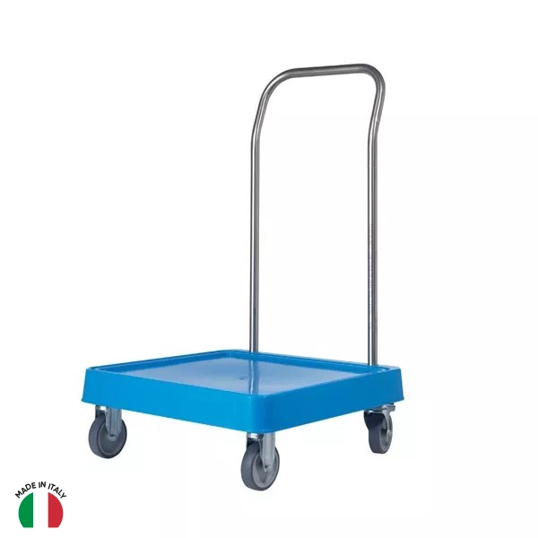 PLASTIC TROLLEY FOR DISHWASHER BASKETS cm.50x50 WITH STAINLESS STEEL HANDLE