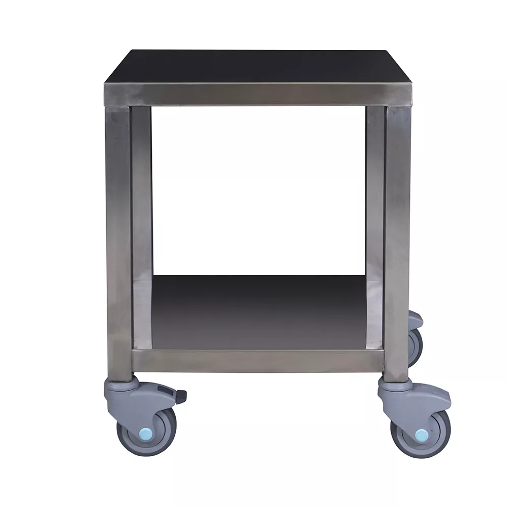 STAINLESS STEEL TROLLEY WITH WHEELS AND INTERMEDIATE SHELF cm. 55x60x61.5 h
