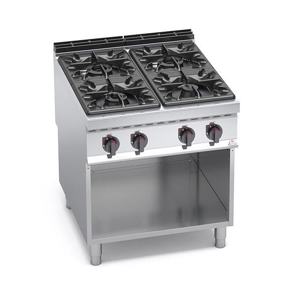 BERTO'S MAXIMA 900 LINE 4 BURNERS GAS COOKER ON OPEN BASE DIM. cm.80x90x90H