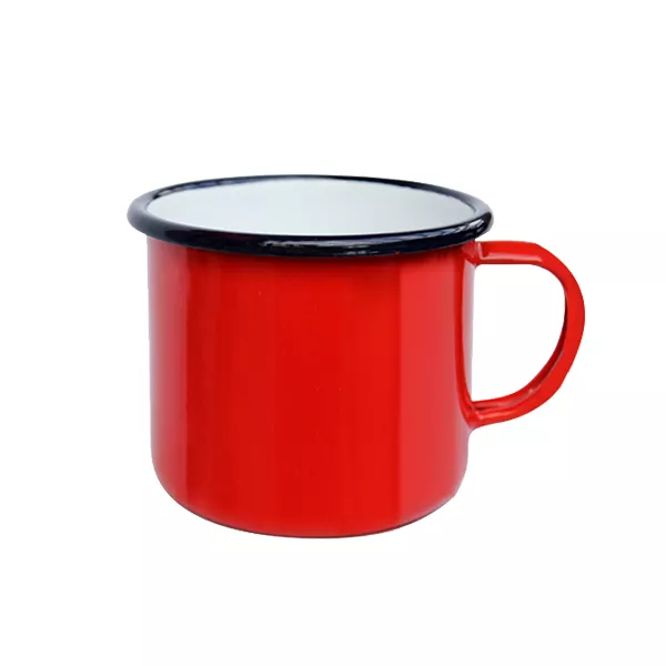 RED ENAMELLED IRON MUG 1 HANDLE cm.9x8