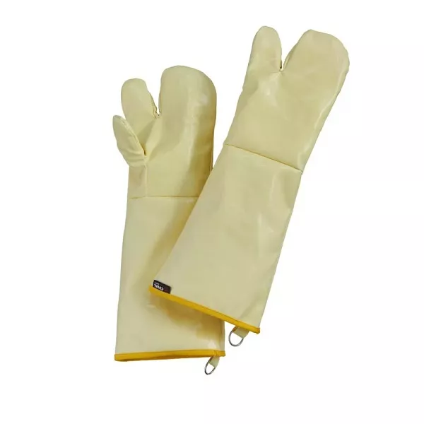PAIR OF 3-FINGER PROTECTIVE GLOVES IN PARA-ARAMIDIC FABRIC art. C2XKS-25 WITH YELLOW SILICONE COATING, WITH REINFORCED PALM AND FINGERS