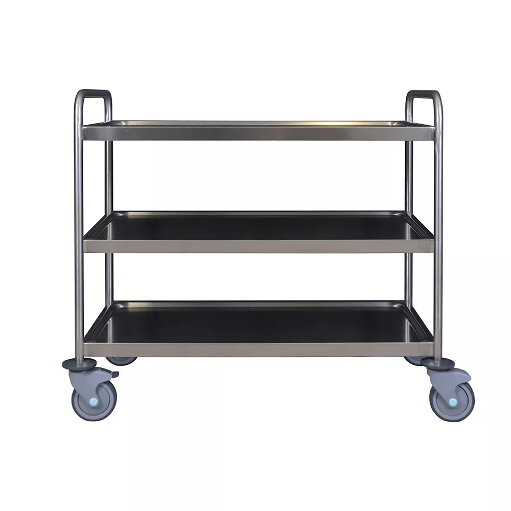 STAINLESS STEEL SERVICE TROLLEY WITH THREE LEVELS cm.100x50x90H