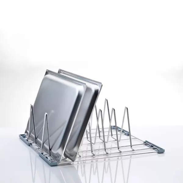 STAINLESS STEEL BASKET FOR TRAYS AND TRAYS WITH 6 ROWS cm.50x50x20,2