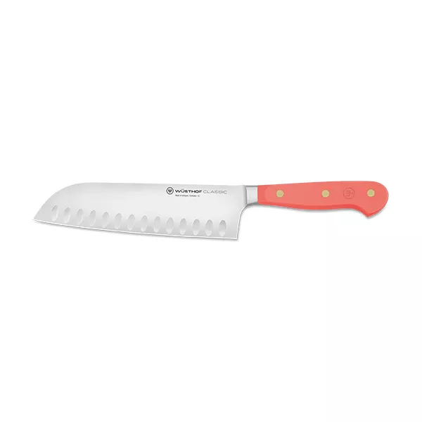 WUSTHOF SANTOKU KNIFE FORGED BLADE 17 cm CORAL PEACH HANDLE