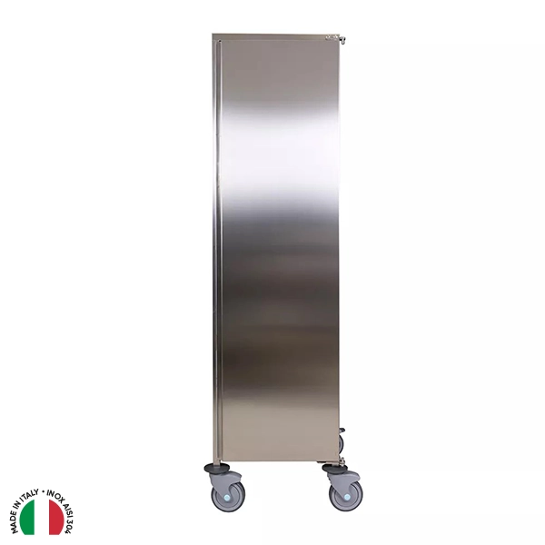 STAINLESS STEEL TROLLEY WITH 20 SPACES FOR TRAYS cm. 60x40 CABINET VERSION