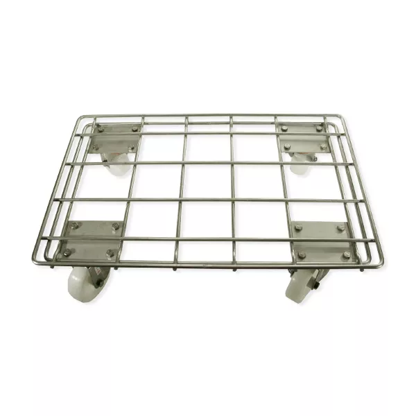 STAINLESS STEEL GRILLED TROLLEY cm.62x41x15 WITH 4 WHEELS 2
