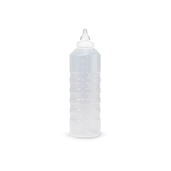 TRANSPARENT SQEEZE BOTTLE DISPENSER WITH CLOSING CAP cl.75