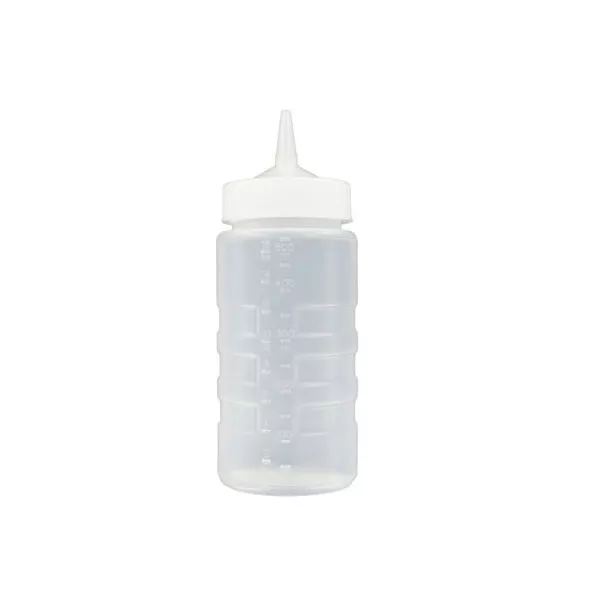 TRANSPARENT SQUEEZE BOTTLE DISPENSER WITH WIDE MOUTH CAP cl.50