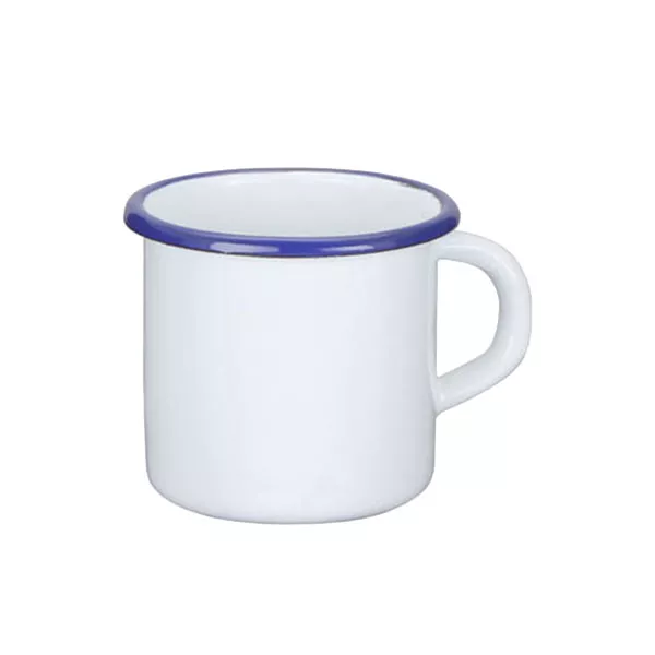 WHITE/BLUE ENAMELLED IRON MUG 1 HANDLE cm.8x8