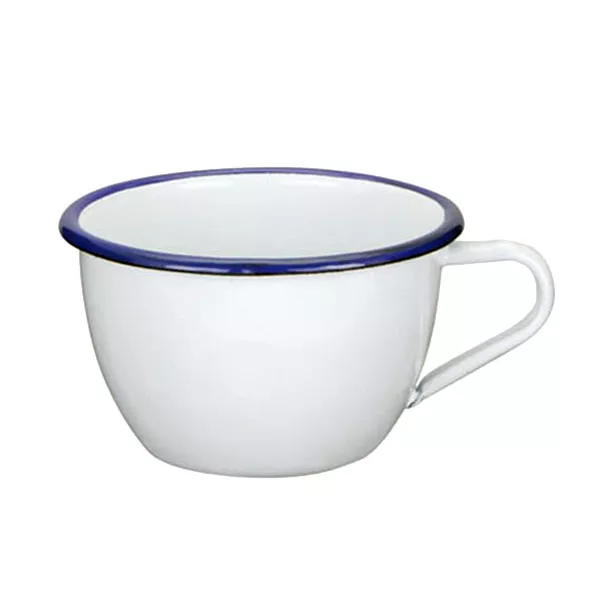 WHITE/BLUE ENAMELLED IRON MUG 1 HANDLE cm.10x7