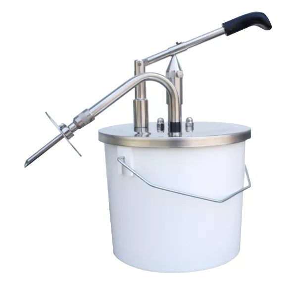 LEVER FILLER AGO 45° STAINLESS STEEL FOR KRAPFEN, CROISSANTS WITH PLASTIC BUCKET capacity lt.3