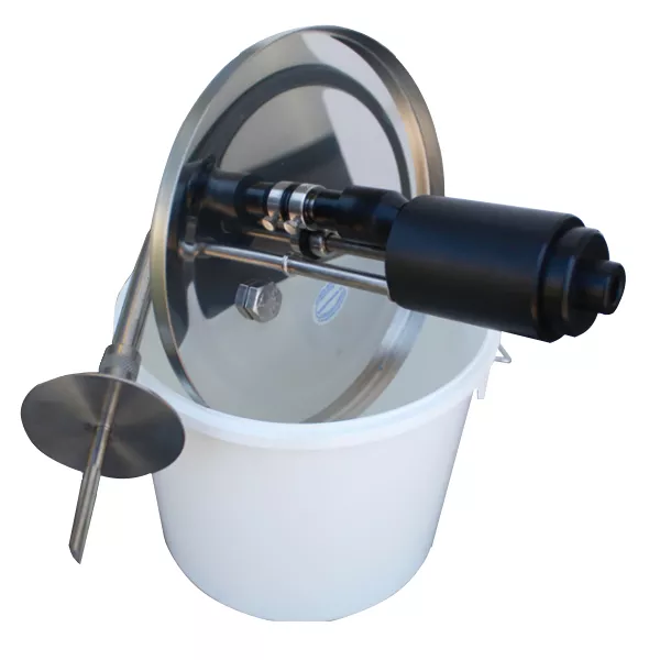 LEVER FILLER AGO 45° STAINLESS STEEL FOR KRAPFEN, CROISSANTS WITH PLASTIC BUCKET capacity lt.3 2