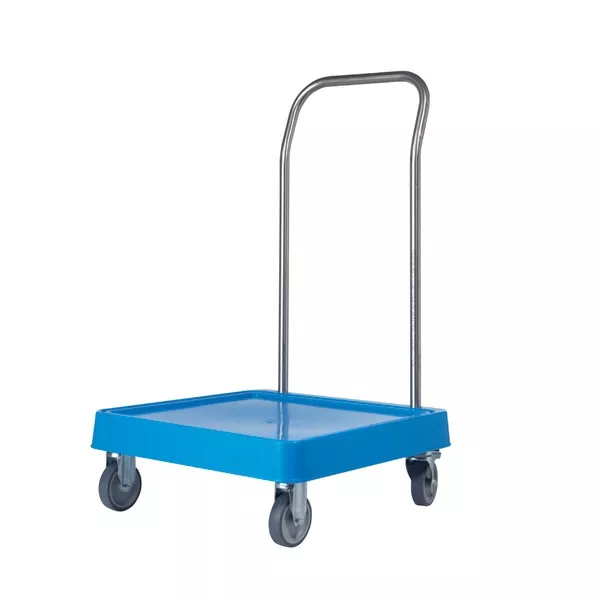 PLASTIC TROLLEY FOR DISHWASHER BASKETS cm.50x50 WITH STAINLESS STEEL HANDLE