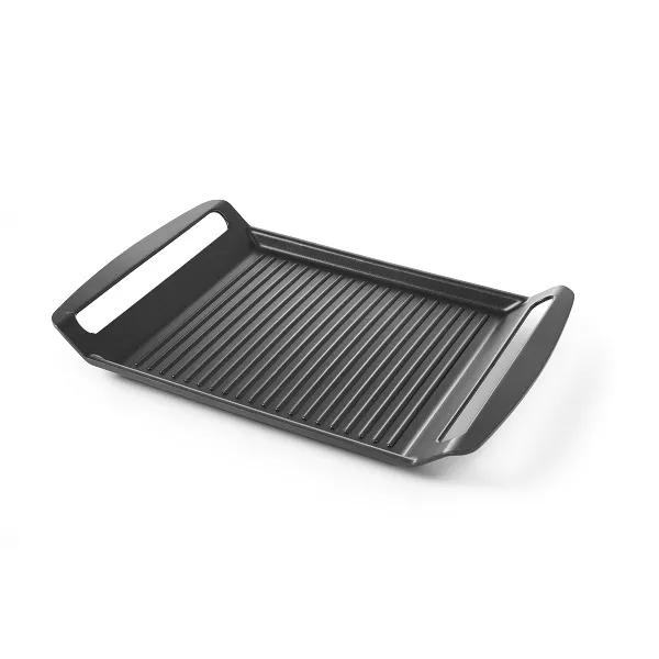 RIBBED GRILL IN TEFLON-COATED CAST IRON WITH DOUBLE HANDLE cm.39x26
