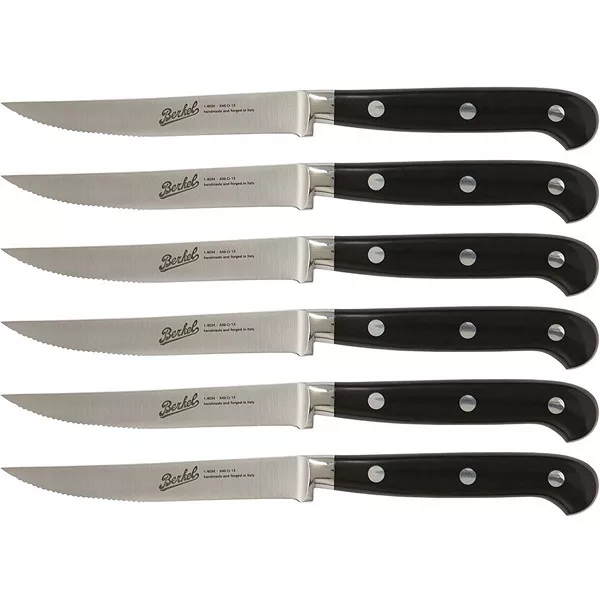 SET 6 pcs. BERKEL ADHOC BLACK GLOSSY STEAK KNIVES cod. KAD6ST11SRBGB