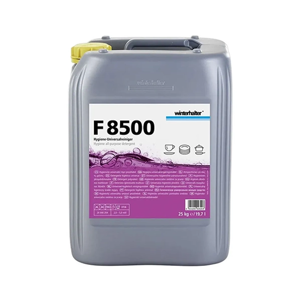 WINTERHALTER F8500 DISH AND COOKWARE DETERGENT CANISTER 18.9 lt 25 kg (UN 1719 CAUSTIC ALKALI LIQUID, NOS, 8, II - quantities not exceeding the exemption limits prescribed in 1.1.3.6)