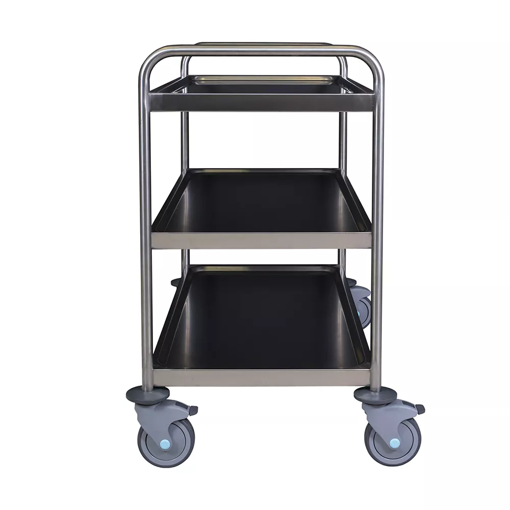 STAINLESS STEEL SERVICE TROLLEY WITH THREE LEVELS cm.100x60x90H 2