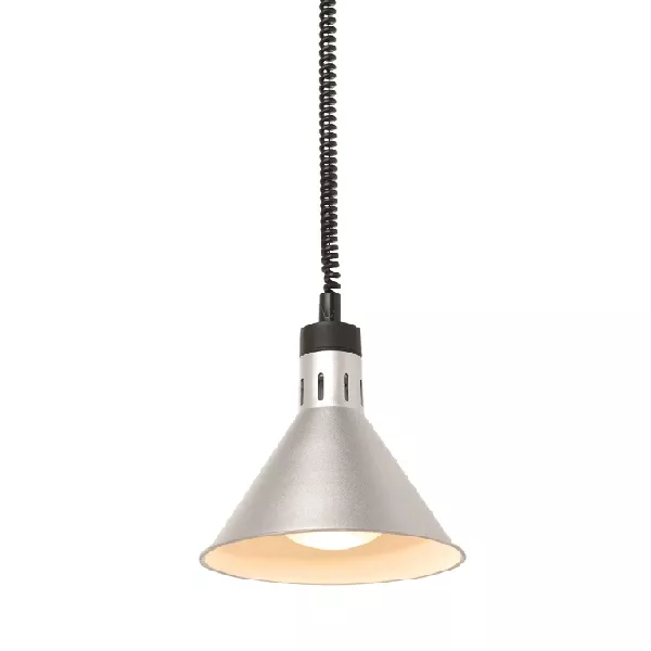 HEATING LAMP WITH CONICAL SILVER CEILING LIGHT