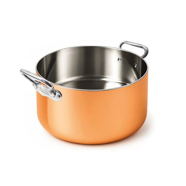 HIGH INDUCTION COPPER SAUCEPAN 2 STAINLESS STEEL HANDLES cm. 20x12