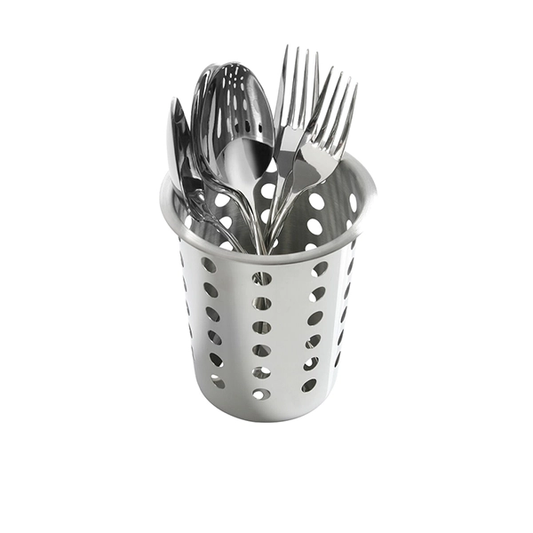 STAINLESS STEEL ROUND CUTLERY HOLDER cm.9,7x13,7 2