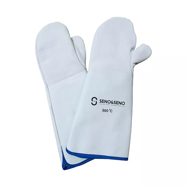 PAIR OF HEAT RESISTANT LEATHER GLOVES LONG CUFF 500°C