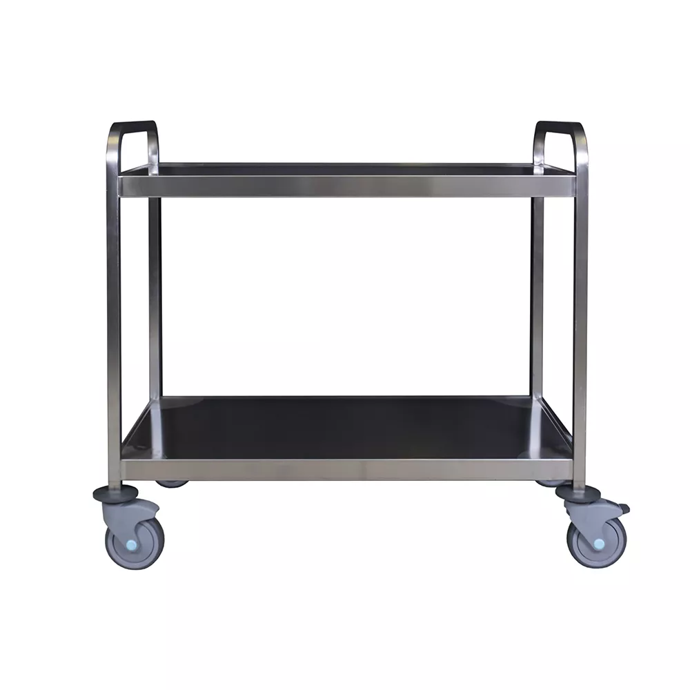 DOUBLE-TIER REINFORCED STAINLESS STEEL PANTRY TROLLEY cm. 100x56.5