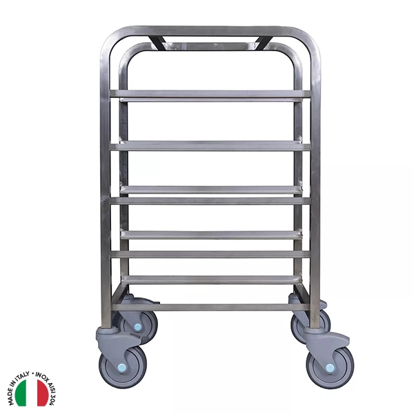 5-SPACE STAINLESS STEEL TROLLEY FOR BATHS cm. 60x40