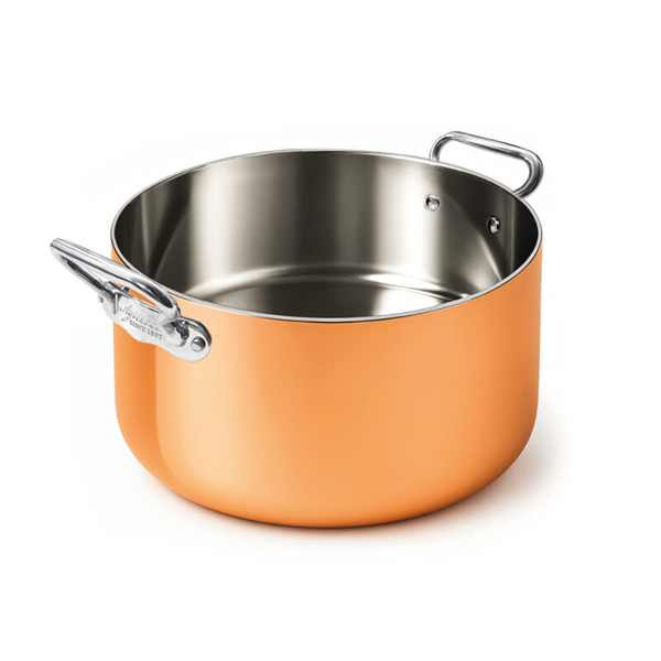 HIGH INDUCTION COPPER SAUCEPAN 2 STAINLESS STEEL HANDLES cm. 24x15