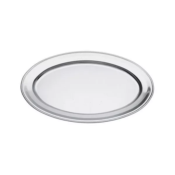 OVAL SERVING PLATE IN STAINLESS STEEL WITH EDGE cm.35x24