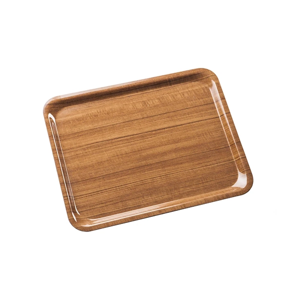 SERVICE GOLD TRAY IN LAMINATE cm.53x37 TEAK COLOR