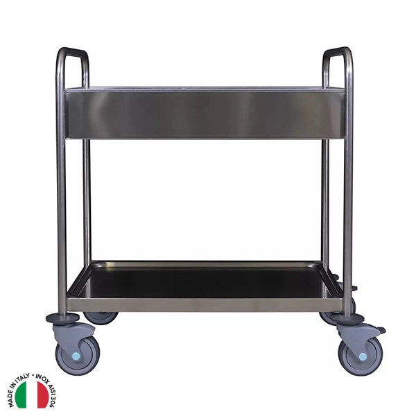 'SENO' TYPE STAINLESS STEEL TROLLEY 1 BOWL (h 14 CM.) + 1 SHELF DIM.103X53X90H