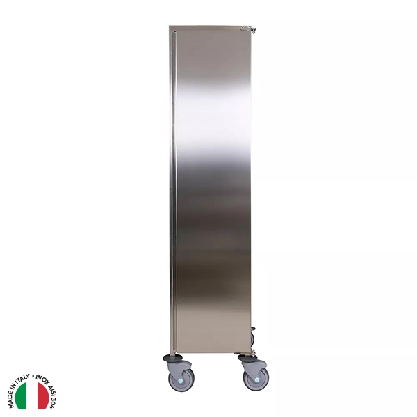 STAINLESS STEEL TROLLEY WITH 20 SPACES FOR GN 1/1 TRAYS, CABINET VERSION