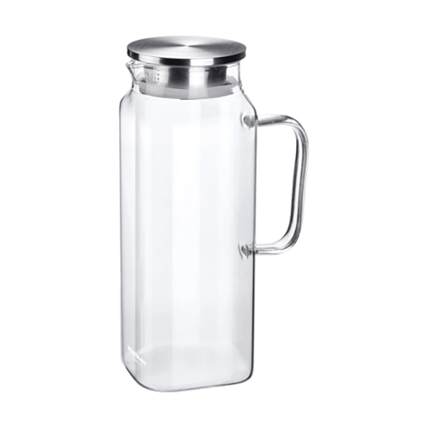 GLASS JUG WITH STAINLESS STEEL AIRTIGHT LID LT. 1.8