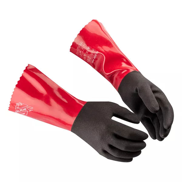 PAIR OF PROTECTIVE GLOVES size 9 IN PVC AND NITRILE FOR ACIDS AND CHEMICAL DETERGENTS