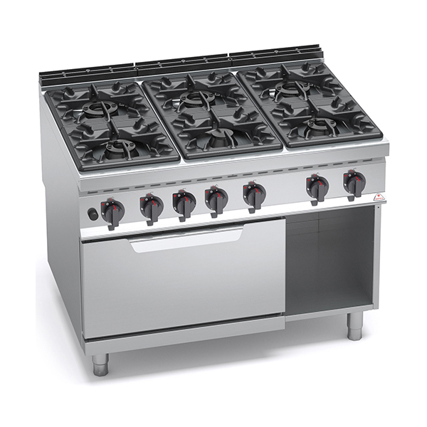 BERTO'S MAXIMA 900 LINE 6 BURNERS GAS COOKER ON STATIC GAS OVEN GN 2/1 DIM. cm.120x90x90H